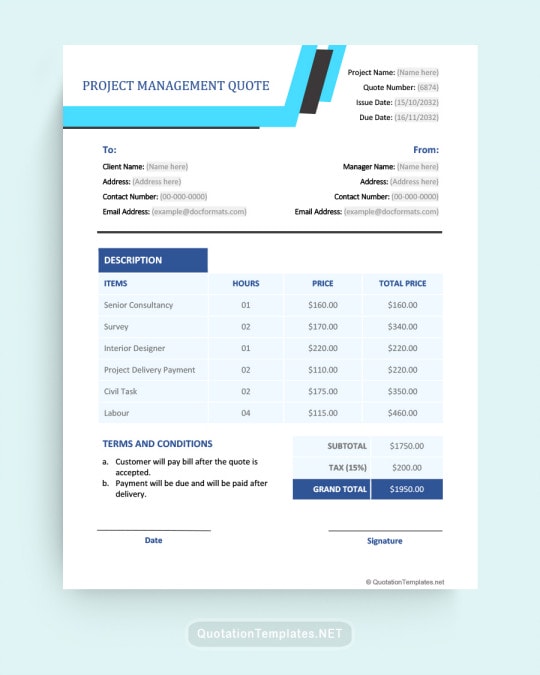 Free Project Quote Templates - Word, Excel, PDF