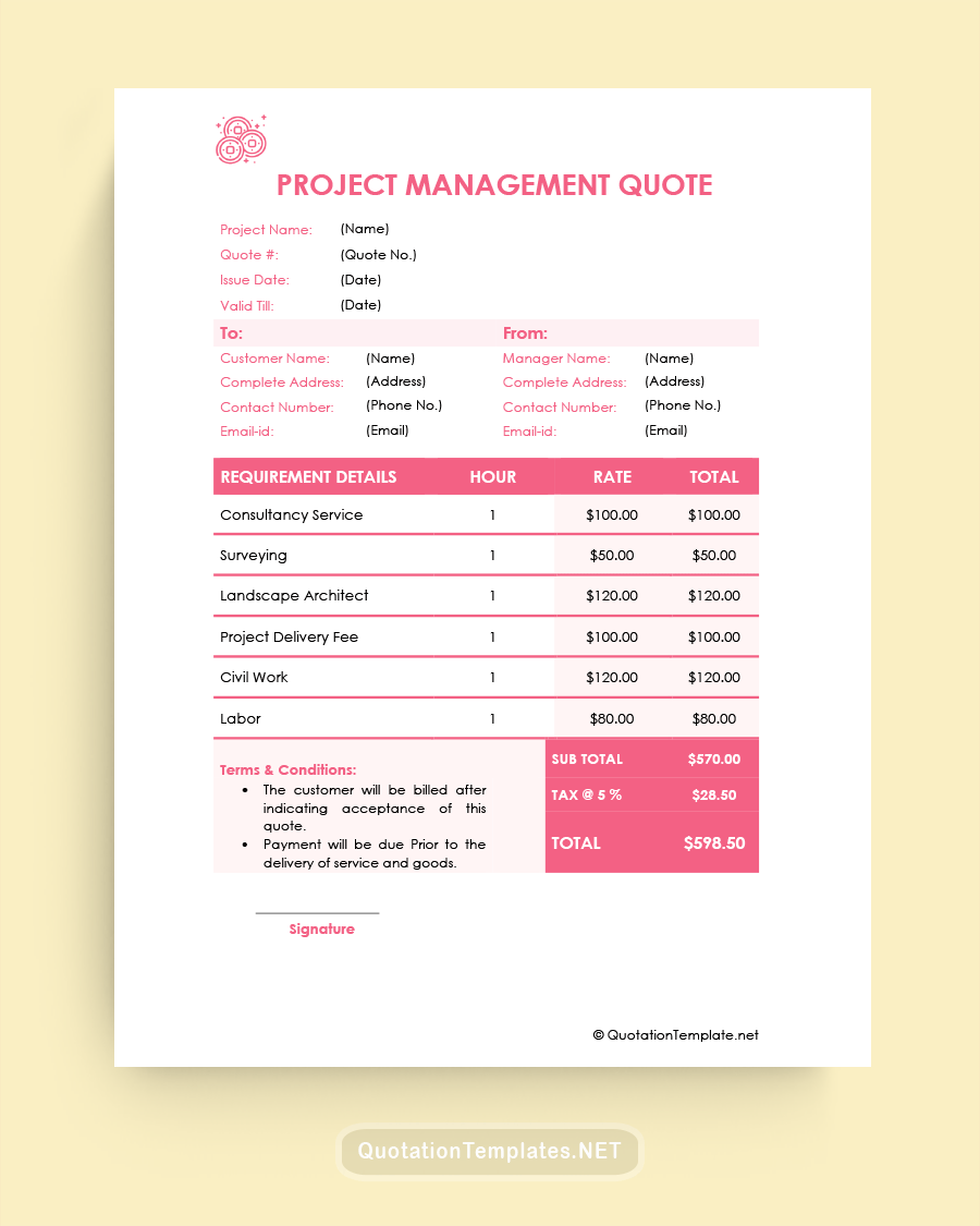 Free Project Quote Templates - Word, Excel, PDF