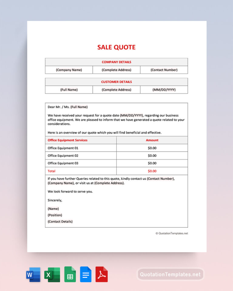 Free Editable PDF Quote Templates